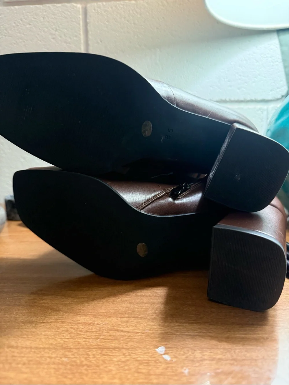 Leather Tall Brown Block-Heel Women's Boot